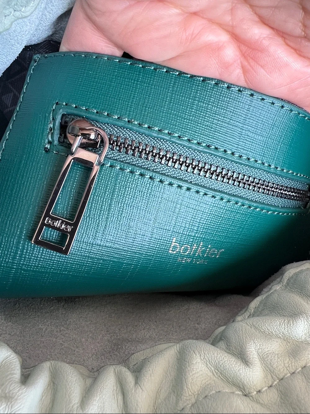 BOTKIER Park Slope Mini Wide strap leather bag Emerald combo green NWT